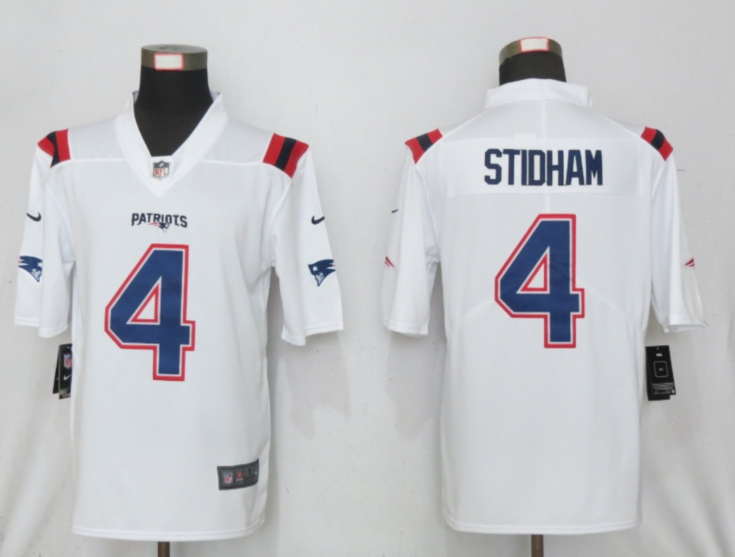 Men New Nike New England Patriots #4 Stidham Nike White Game Jersey